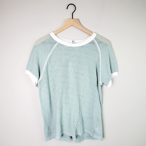 Urban Outfitters Teal Open Stitch Top Small - Picture 1 of 7